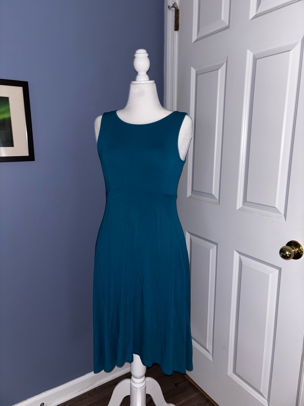Eileen Fisher Teal Reversible Stretch Jersey Dress
